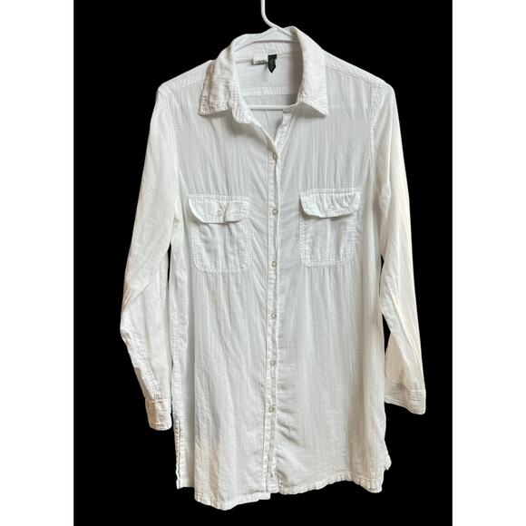 Lauren Ralph Lauren White Cotton Tunic Swim Cover Up Women's Shirt Medium - Picture 1 of 9